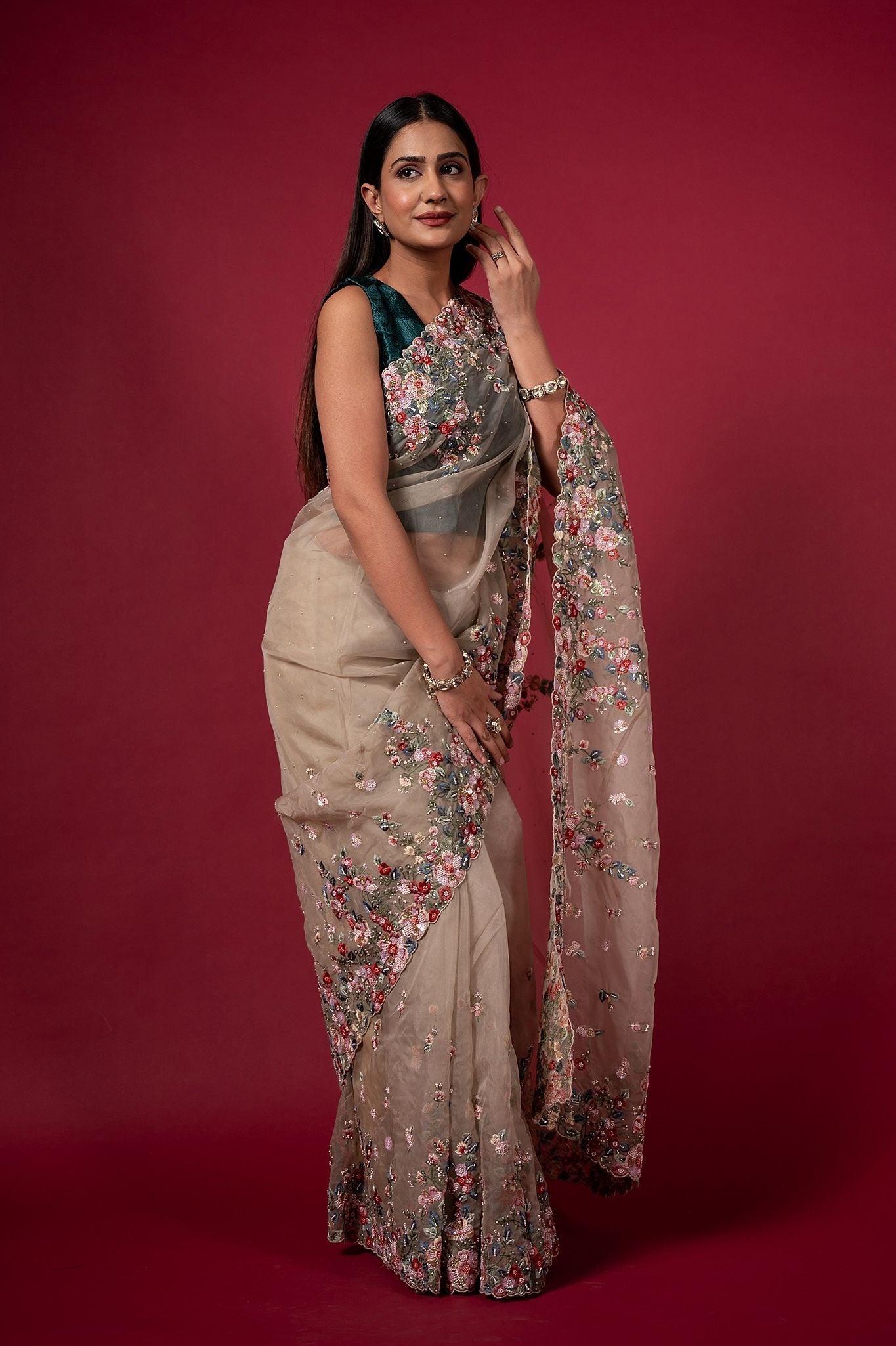 Cocktail Tan Saree