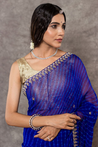 Blue Lehariya Saree