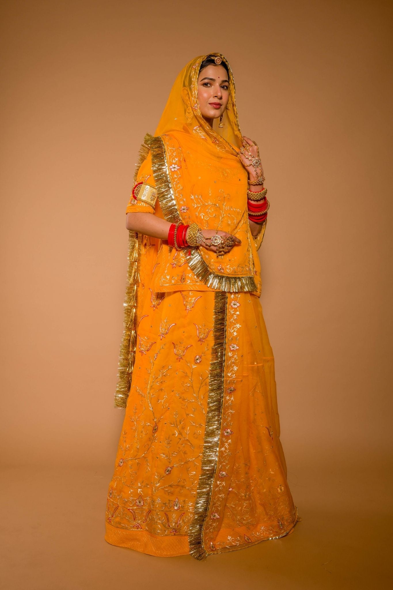 Aari Salma Yellow Rajputi Poshak