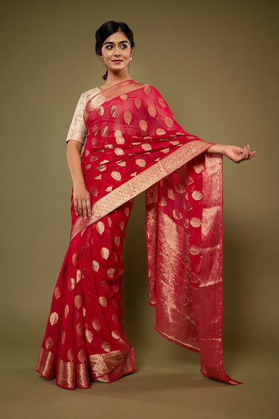 Viscose Chiffon Banarsi Work Saree