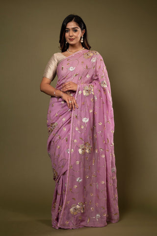 Pure Chiffon Aari Work saree