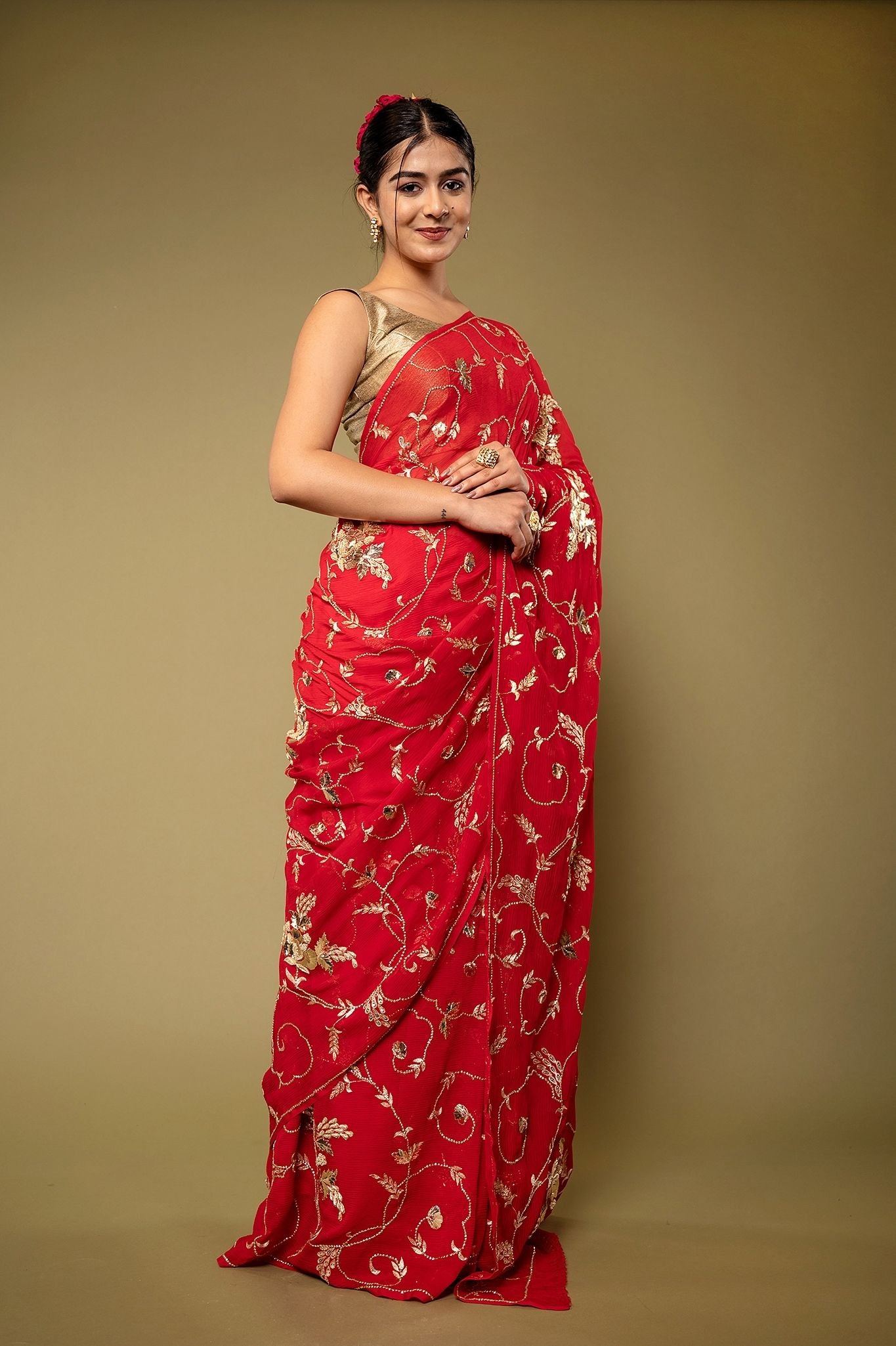 Linen Silk Saree With Badla Weaving – Orgenza Store