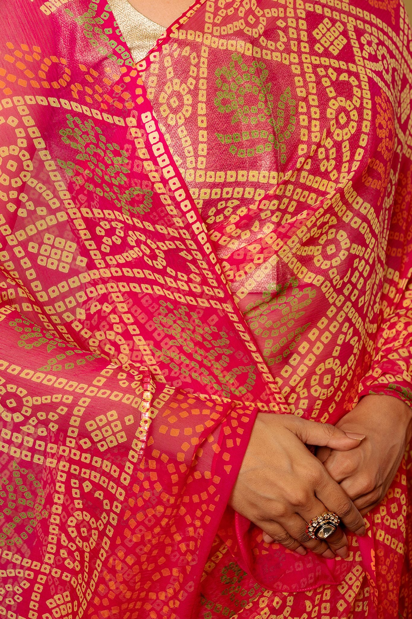 Washable Bandhej Saree