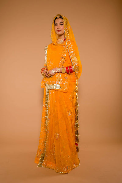 Aari Salma Yellow Rajputi Poshak