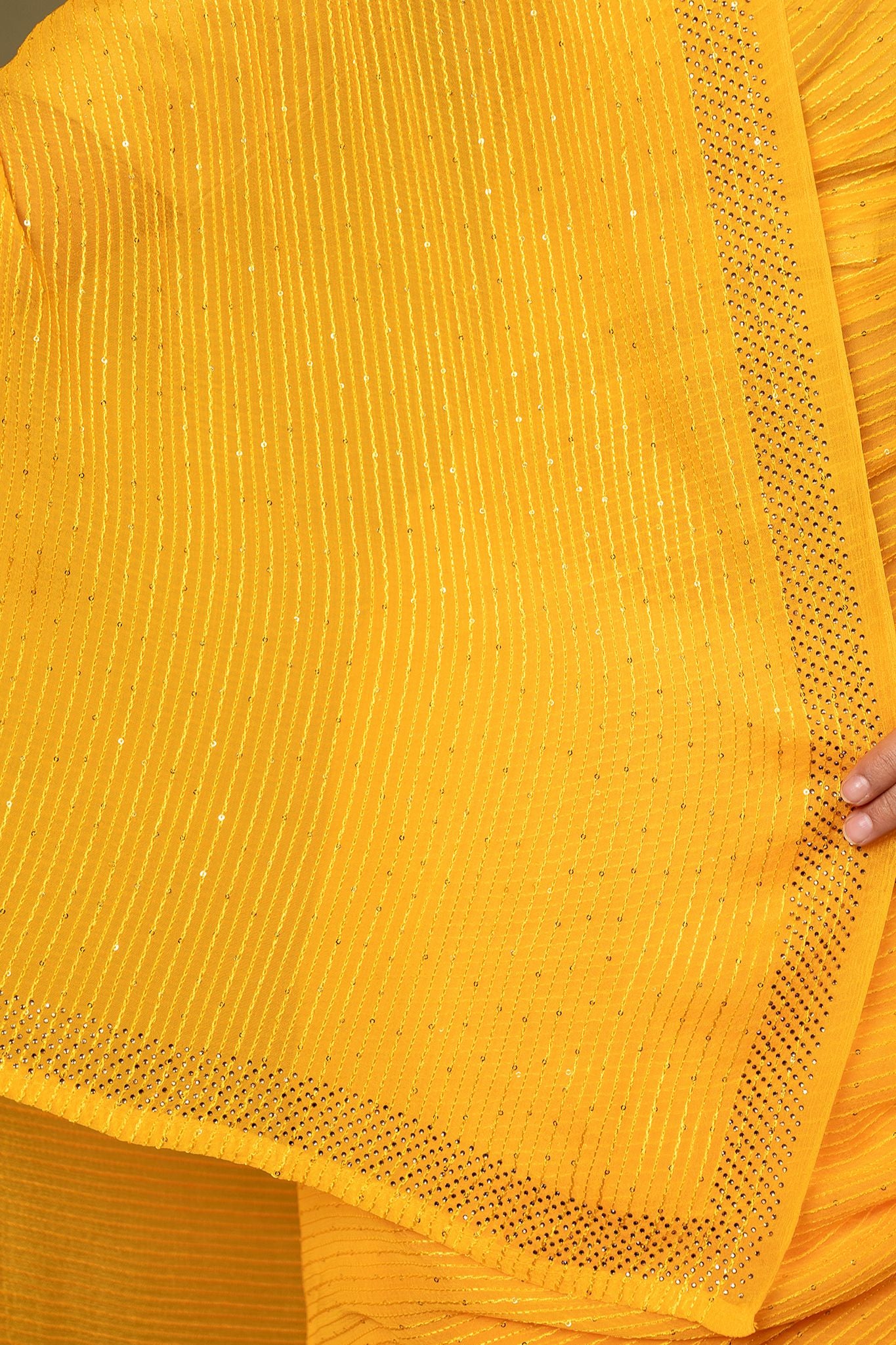 Viscose Chiffon Kundan Work Saree