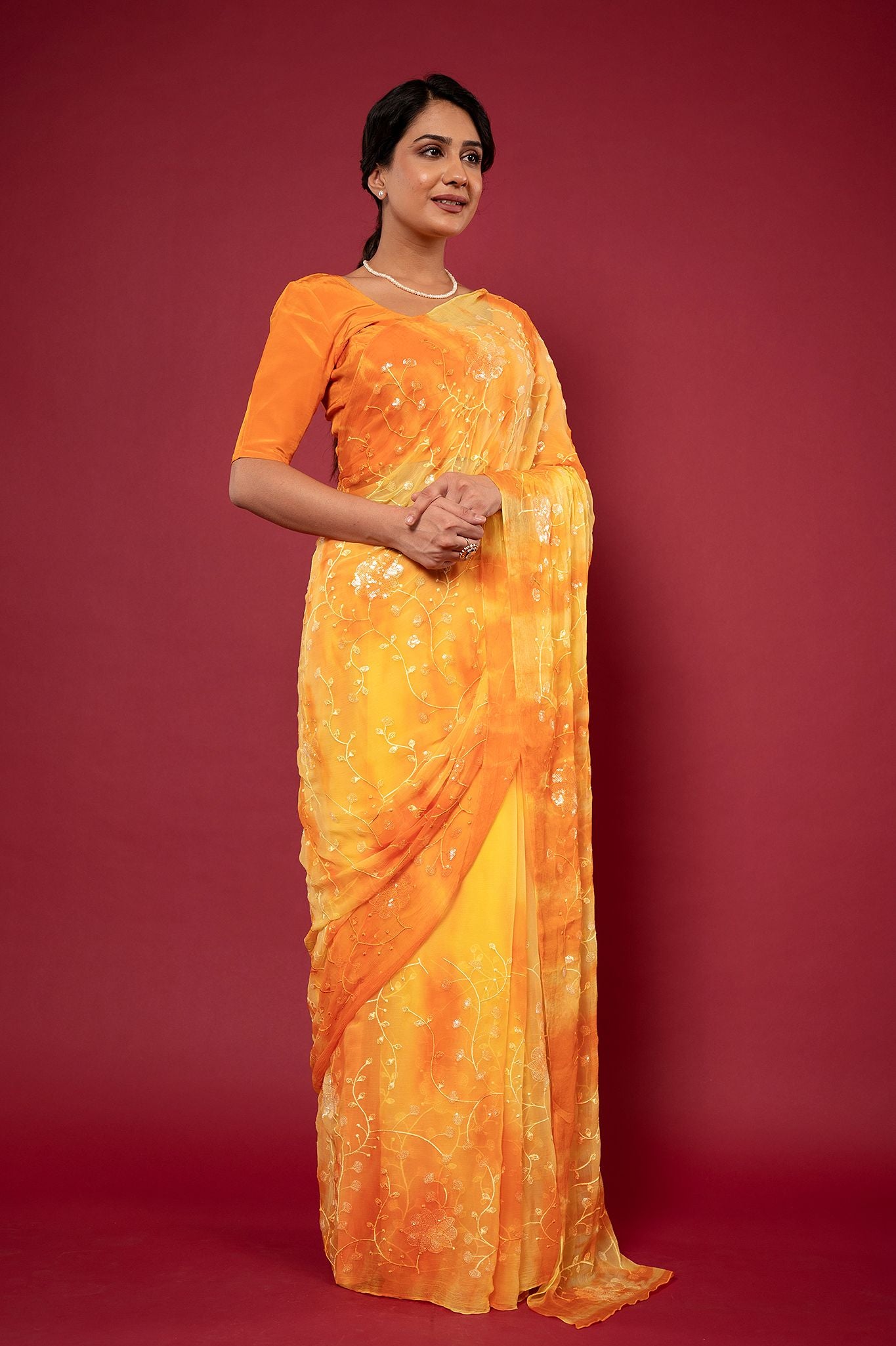 Viscose Chiffon Shibori Saree