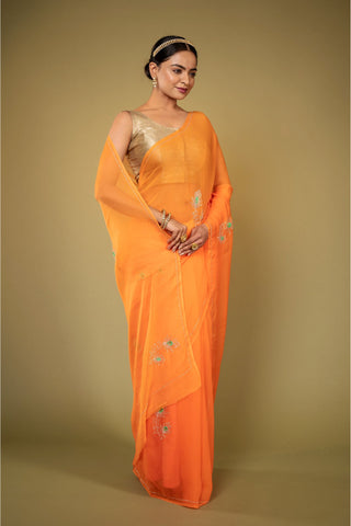 Orange Chiffon Saree