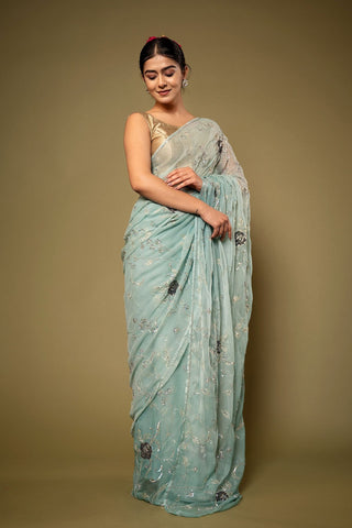 Viscose Chiffon Jaal Work Saree