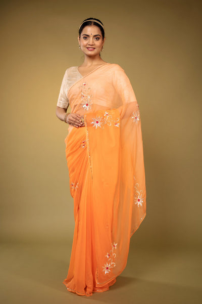 Sorbet Peach Chiffon Saree