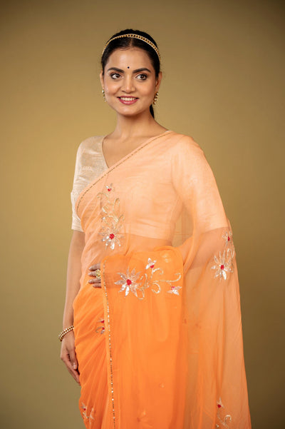 Sorbet Peach Chiffon Saree