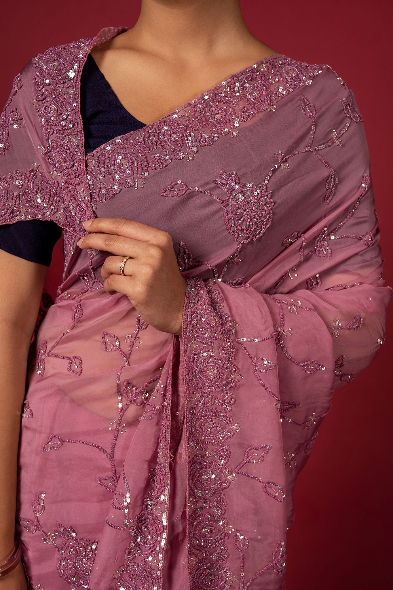Cocktail Rose Saree