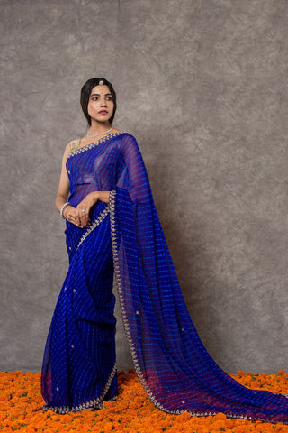 Blue Lehariya Saree