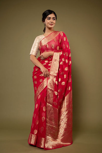 Viscose Chiffon Banarsi Work Saree