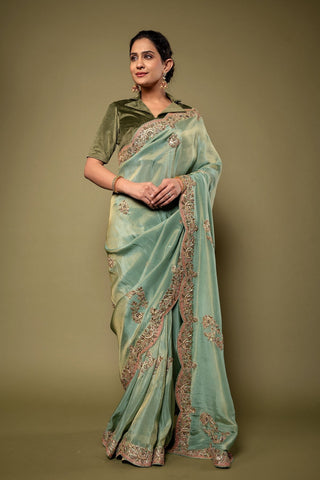 Tissue Siquin Resham Kardhana Work Saree