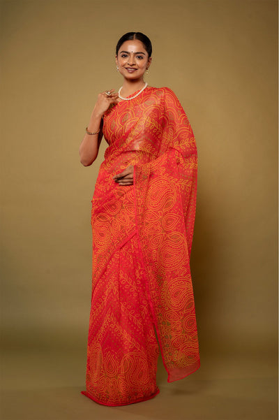 Washable Bandhej Saree
