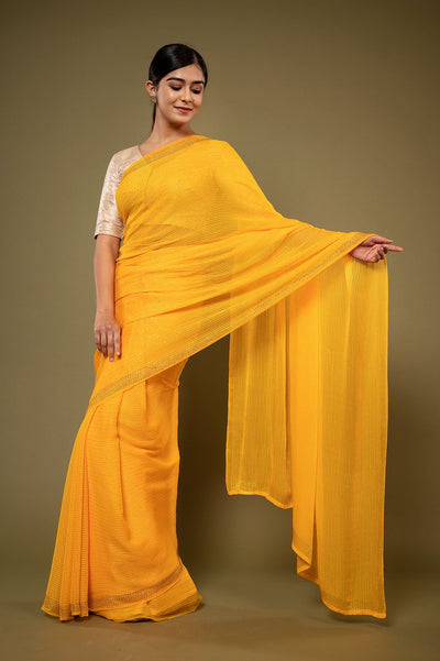Viscose Chiffon Kundan Work Saree