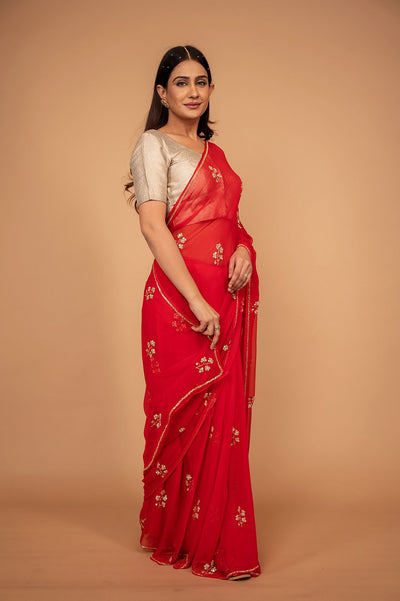 Viscose Chiffon Butta Work Saree