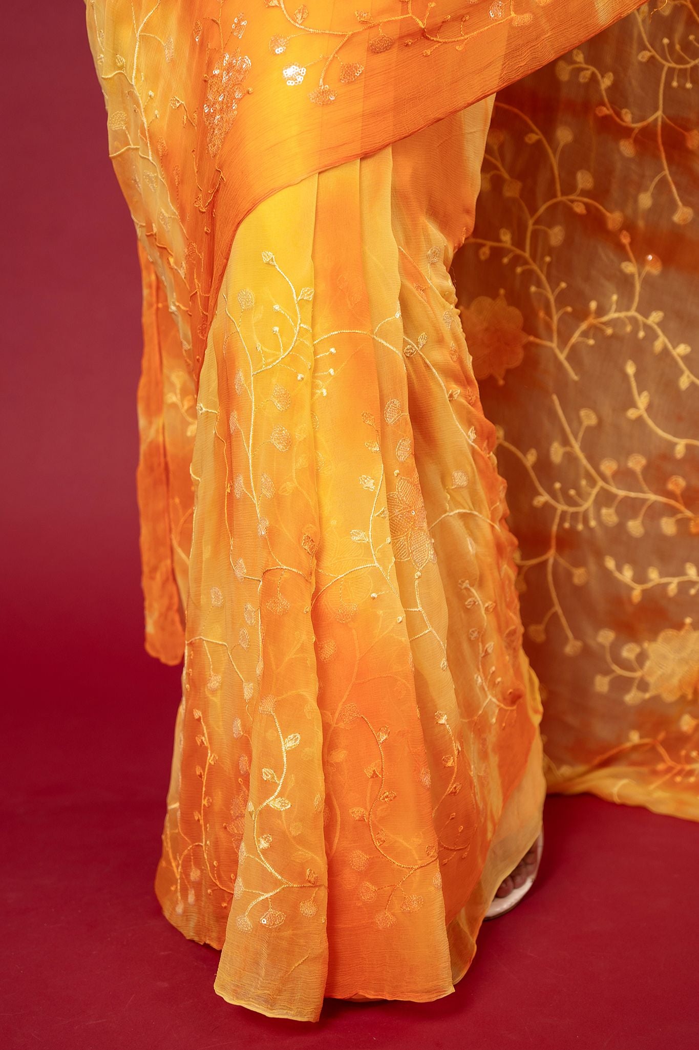 Viscose Chiffon Shibori Saree