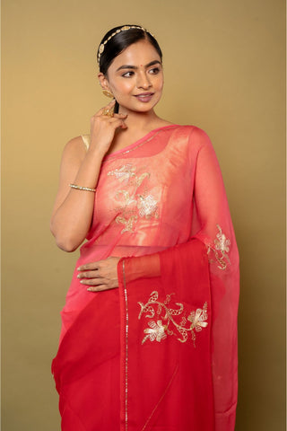 Warm Red Chiffon Saree