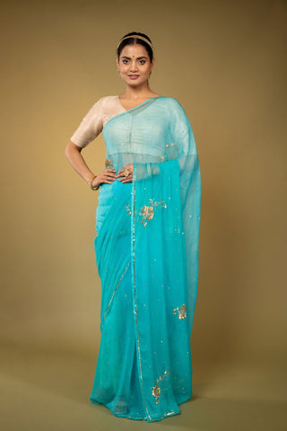 Skyblue Chiffon Saree