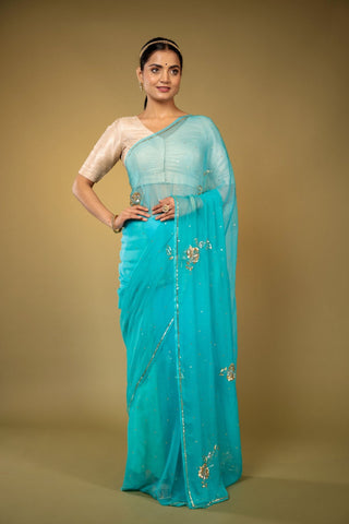 Skyblue Chiffon Saree