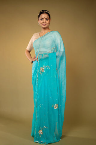 Skyblue Chiffon Saree