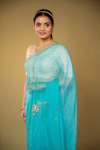 Skyblue Chiffon Saree