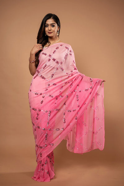 Pure Chiffon Siquin Work Saree