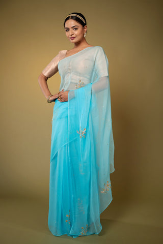 Sky blue Chiffon Saree