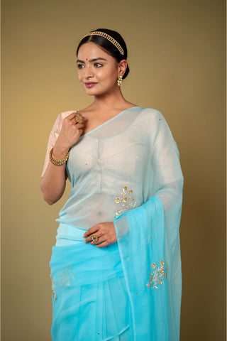 Sky blue Chiffon Saree