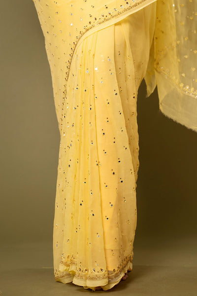 Viscose Chiffon Kundan Work Saree