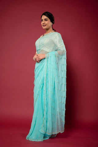 Viscose Chiffon firoza Saree