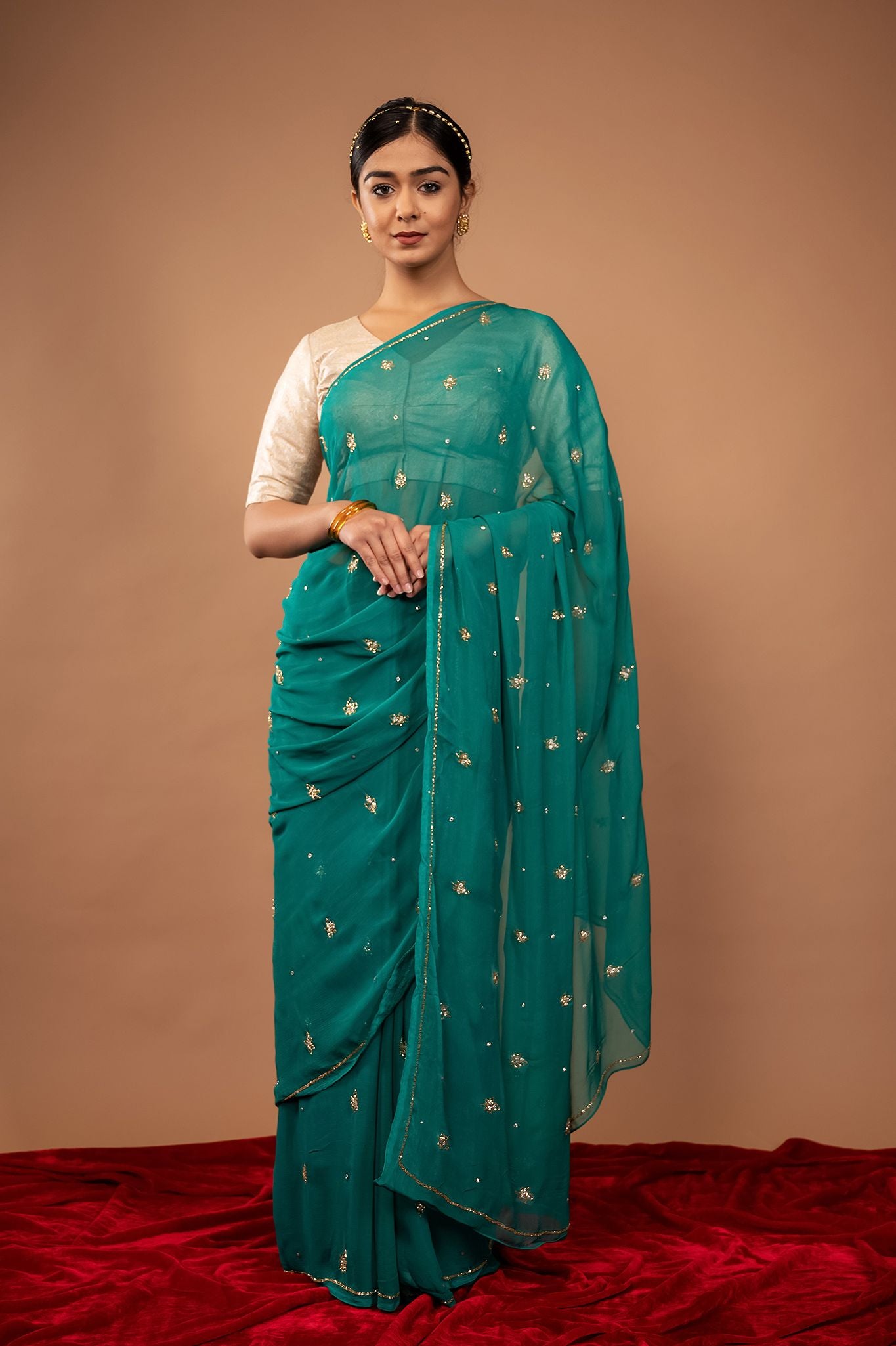 Chiffon Torando Blue Saree