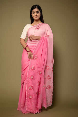 Viscose Chiffon Resham Work Saree