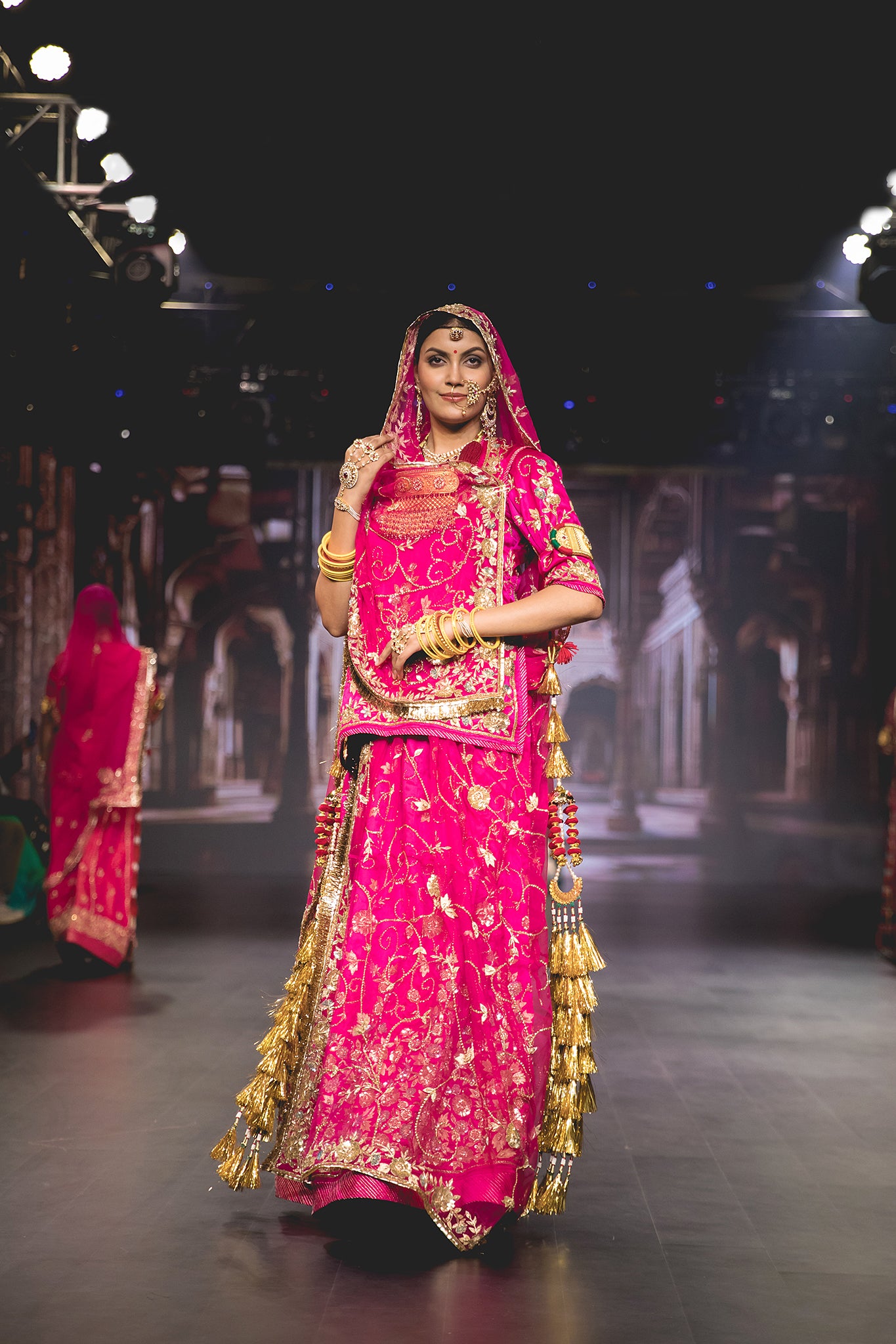 Rani Pure Satin Aari Salma Sequins Heavy work Handwork  Poshak with Pure Odhana (unstitched)