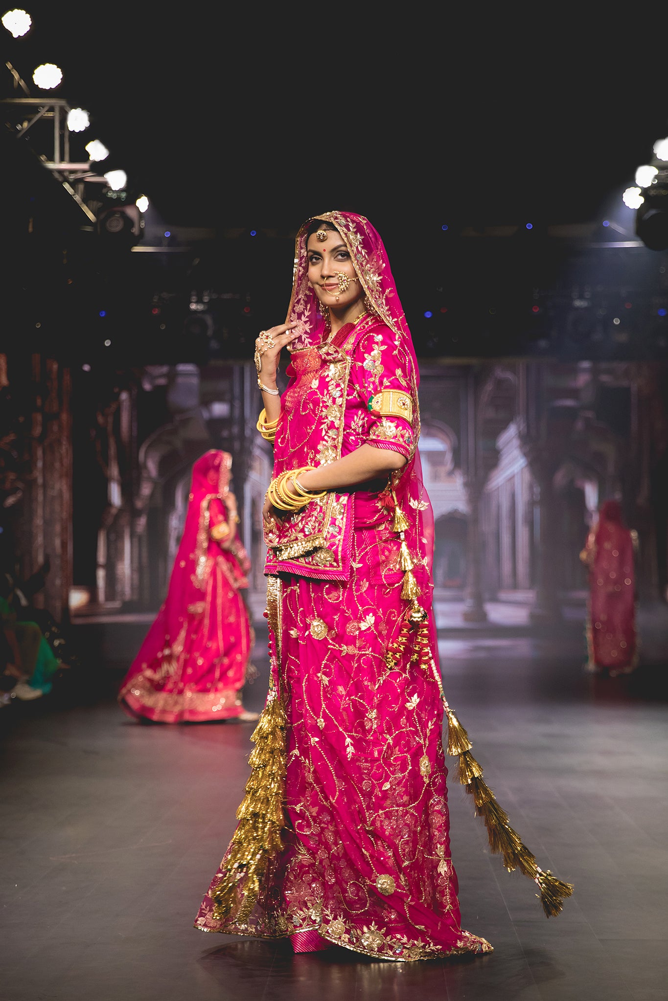 Rani Pure Satin Aari Salma Sequins Heavy work Handwork  Poshak with Pure Odhana (unstitched)