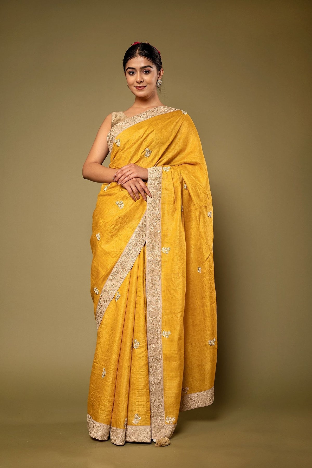 Tussar Silk Resham Work Saree