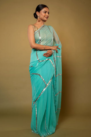 Sky blue chiffon Saree