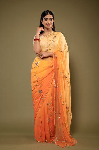 Viscose Chiffon Siquin Work Saree