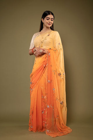 Viscose Chiffon Siquin Work Saree