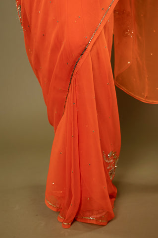 Viscose Chiffon Aari Siquin Work Saree