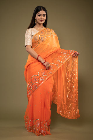 Viscose Chiffon Siquin Work Saree