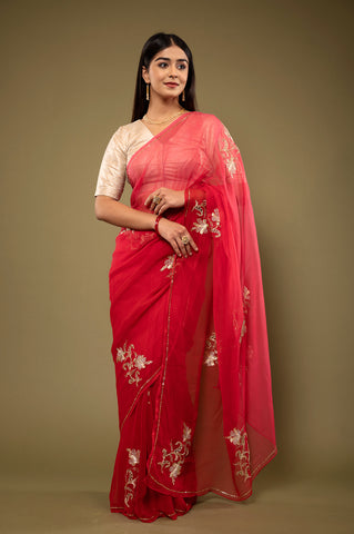 Viscose Chiffon Aari Kardhana Work Saree