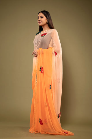 Viscose Chiffon Siquin Flower Work Saree