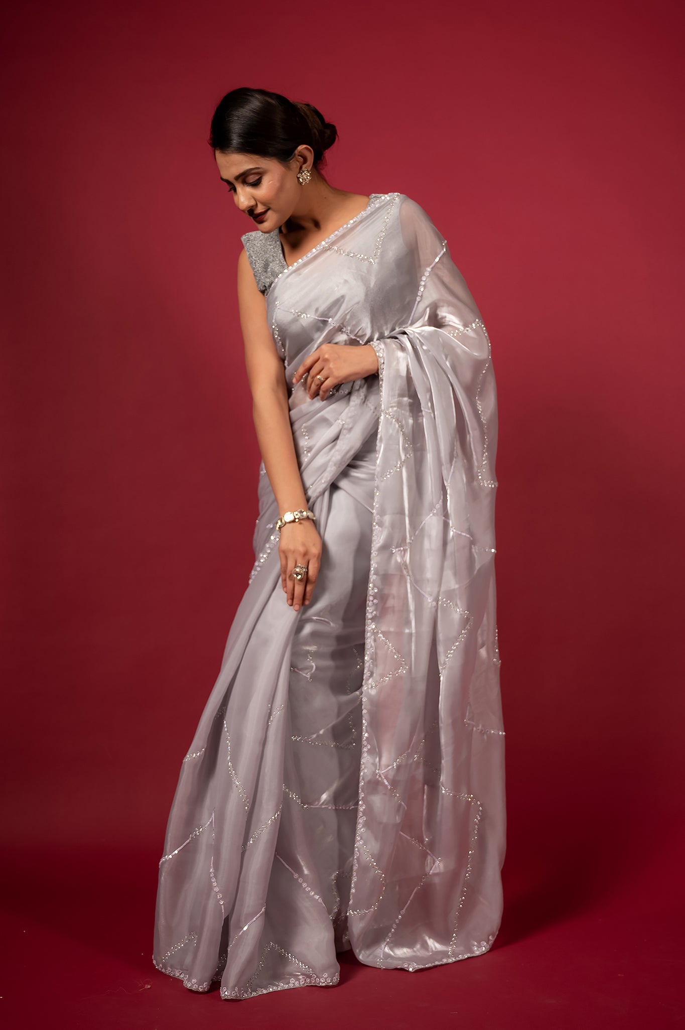 Cocktail Silver 049 Saree