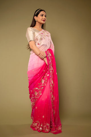 Pure Chiffon Siquin Ulti Aari Work Saree