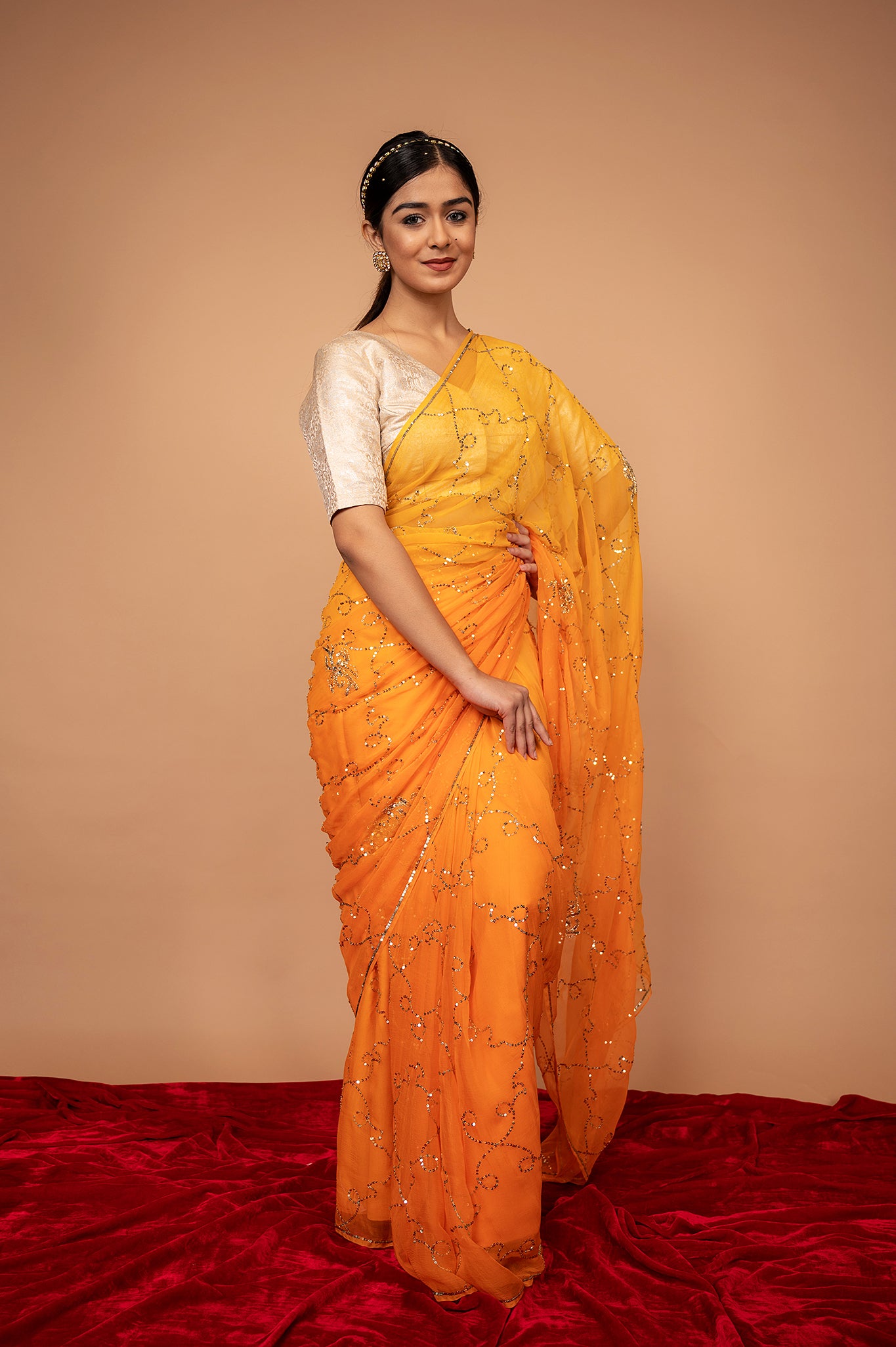 Viscose Chiffon Shaded Aari Siquin Saree