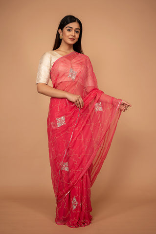 Viscose Chiffon Butta Work Saree