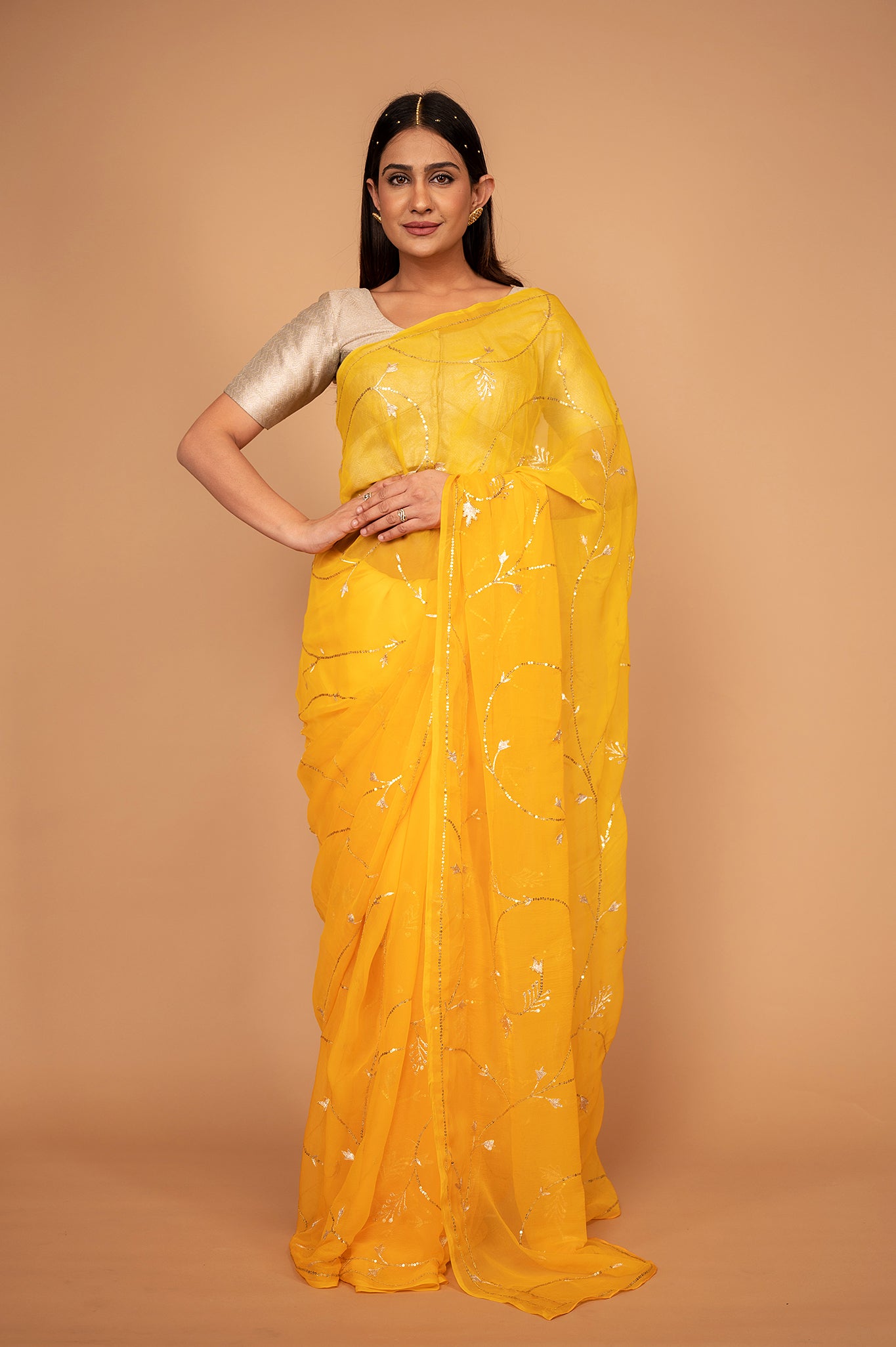 Viscose Chiffon Aaari Siquin Work Saree