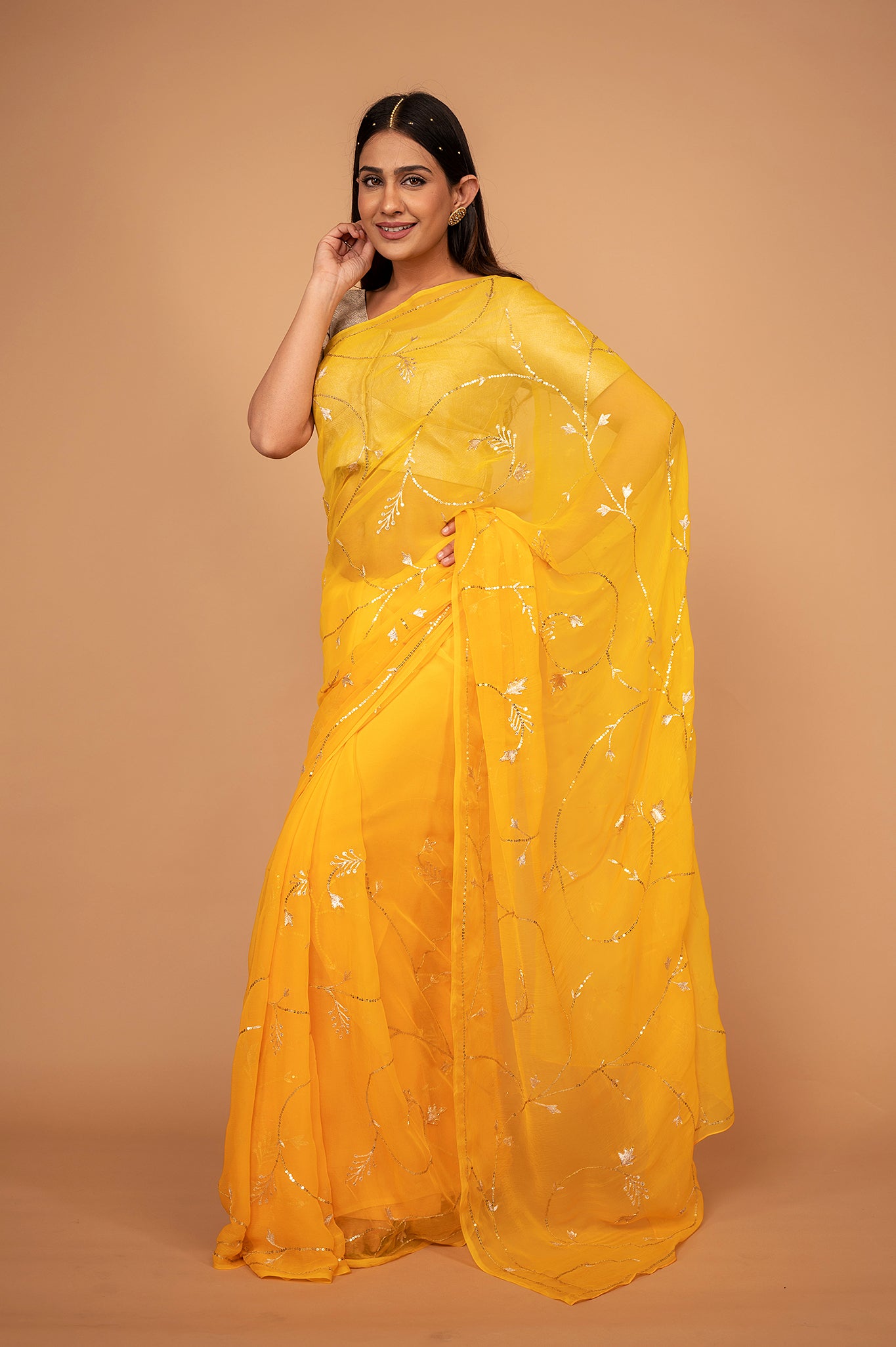 Viscose Chiffon Aaari Siquin Work Saree